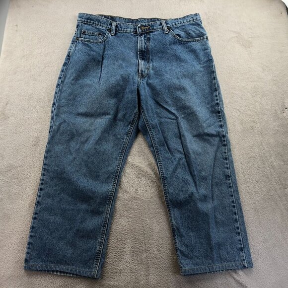 Full Blue Mens Jeans 38x30 Relaxed Fit Straight Leg Blue Denim Cotton Casual - Picture 15 of 16